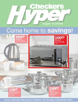 Checkers Hyper Nationwide : Come Home To Savings! (21 Oct - 3 Nov 2013), page 1
