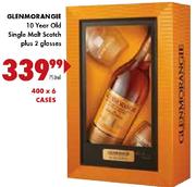Glenmorangie 10 Year Old Single malt Scotch Plus 2 Glasses-750ml