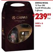 Chivas Regal 12 Year Old Scotch Whisky Plus 2 Glasses-750ml