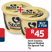  Stork Country Spread Medium Fat Spread Tub - 2 x 1kg