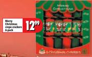 Merry Christmas Crepe Crakers-6-Pack