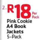 Pink Cookie A4 Book Jackets 5-Pack-Per Pack