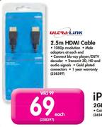 Ultra-Link 2.5m HDMI Cable-Each