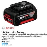Bosch 18V 4Ah Li-Ion Battery 1600z000038