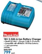 Makita 18V 3.0Ah Li-Ion Battery Charger DC18RA