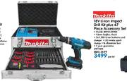 Makita 18V Li-Ion Impact Drill Kit BHP453RHEX Plus 67 Piece Accessory Set