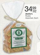 Alette's Rusks-450gm/500gm Each