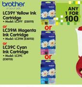 Brother LC39Y Yellow Ink/LC39M Magenta Ink/ LC39C Cyan Ink Cartridge-Each