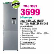 Hisense 249ltr Metallic Silver Bottom Freezer Fridge(H345BME-WD)