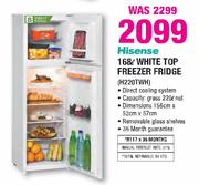 Hisense 168ltr White Top Freezer Fridge(H220TWH)