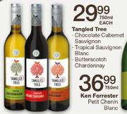 Tangled Tree Chocolate Cabernet Sauvignon/Tropical Sauvignon Blanc/Butterscotch Chardonnay-750ml Eac