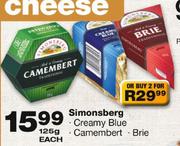 Simonsberg Creamy Blue/Camembert/Brie-2 x 125gm