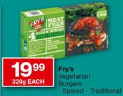 Fry's Vegetarian Burgers, Spiced, Traditional-320gm Each