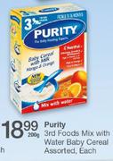 Purity 3rd Foods Mix With Water Baby Cereal Assorted-200g Each