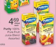 Purity 100% Pure Fruit Juice Blend Assorted-200ml Each