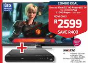 Sinotec 80cm/32" HD Ready LED TV(STL-32ME83DT) Plus 2.1 DVD Player(DVD-1850)