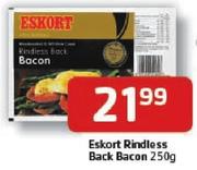 Eskort Rindless Back Bacon-250gm Each