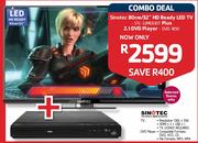 Sinotec 80cm/32" HD Ready LED TV(STL-32ME8301) Plus 2.1 DVD Player(DVD-1850)