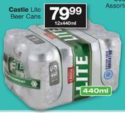 Castle Lite Beer Cans 12x440ml-Each