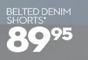 Belted Denim Shorts