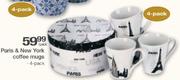 Paris & New York Coffee mugs 4 Pack-Per Pack