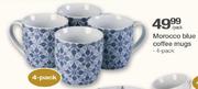 Morocco Blue Coffee Mugs 4-Pack-Per Pack