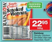 Rainbow Simply Chicken Smoked Viennas-500Gm Each