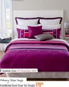 Mulberry Stripe Design Embellished Single Duvet Cover Set