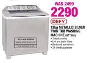 Defy Metallic Silver Twin Tub Washing Machine-13kg(DTT165)