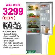 Defy Metallic Silver Bottom Freezer Fridge-266Ltr(C315 DFC381)