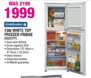 Kelvinator White Top Freezer Fridge-138Ltr(KI205TF)