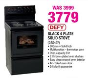 Defy Black 4 Plate Solid Stove(DSS497)