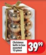 Christmas Balls In Box Assorted-12-Piece
