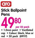 Aro Stick Ballpoint Pens-Per 50 Pack