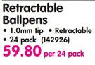 Aro Retractable Ballpens-Per 24 Pack