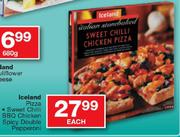 Iceland Pizza Sweet Chilli, BBQ Chicken, Spicy Double Pepperoni Each