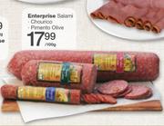 Enterprise Salami Chourico Pimento Olive-Per 100g