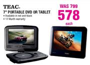 Teac 7" Portable DVD Or Tablet Each