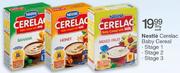 Nestle Cerelac Baby Cereal Stage 1, Stage 2, Stage 3-250gm Each