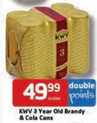 KWV 3 Year Old Brandy & Cola Cans-6 x 330ml