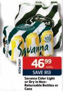 Savanna Cider Light or Dry In Non-Returnable Bottles or Cans-6 x 330ml