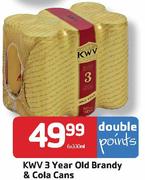 KWV 3 Year Old Brandy & Cola Cans-6x330ml