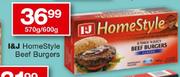 I&J HomeStyle Beef Burgers-570g/600g