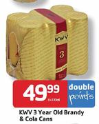 KWV 3Year Old Brandy & Cola Cans-6x330ml
