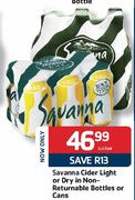 Savanna Cider Light Or Dry In Non Returnable Bottles Or Cans-6x330ml