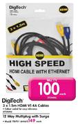 DigiTech 3 X 1.5m HDMI VI 4A Cables-Each