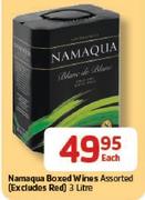 Namaqua Boxed Wines Assorted(Excludes Red)-3Ltr