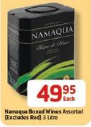 Namaqua Boxed Wines Assorted(Excluding Red)-3Ltr