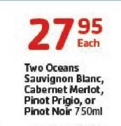 Two Occeans Sauvignon Blanc,Cabernet Merlot, Pinot Prigio Or Pinot Noir-750ml Each
