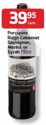Porcupine Ridge Cabernet Sauvignon, Merlot or Syrah-750ml Each